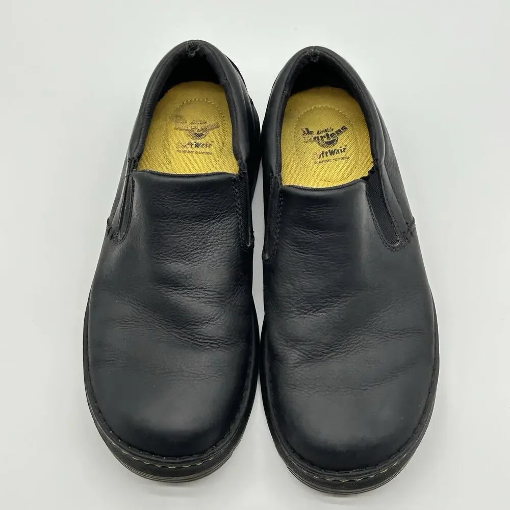Dr. Martens Boyle Shoes Mens 11 Black Leather Slip On SoftWair Comfort Casual